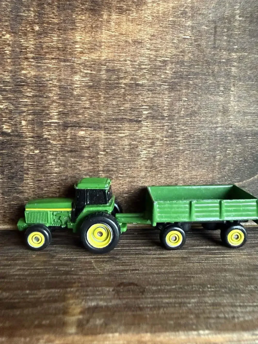 Vintage Ertl John Deere Tractor with Trailer and Disc Harrow Implements